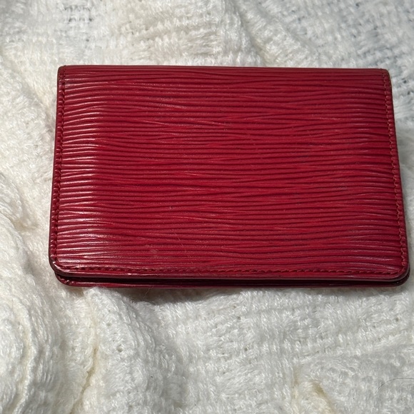 Louis Vuitton Red Textured Wallet ID card case epi leather - Picture 2 of 9